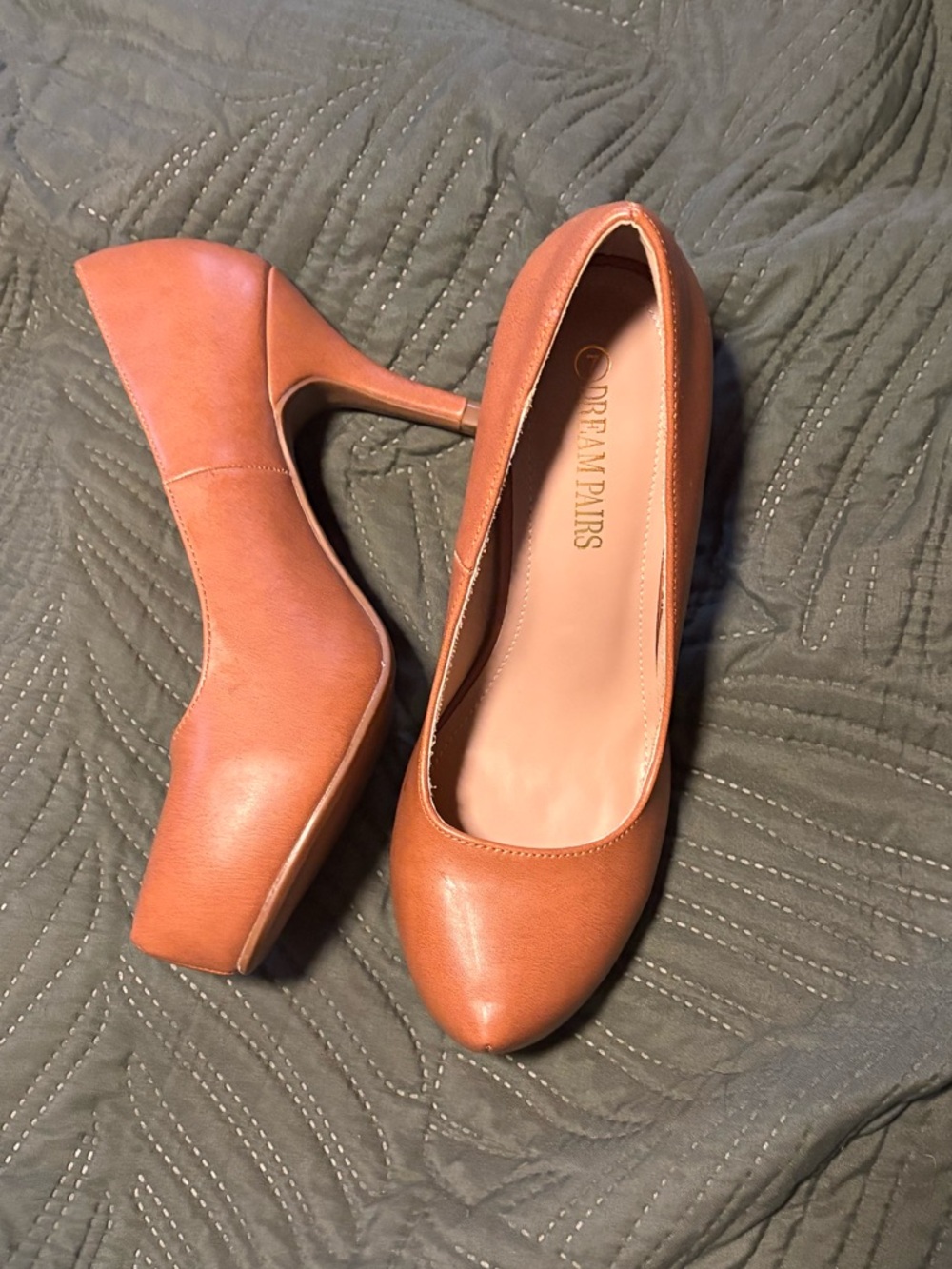 Dream Pairs Brown Platform High Heel Pumps